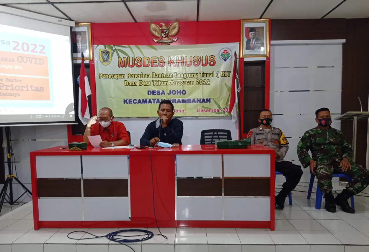 BPD Desa Joho menggelar Musyawarah Desa Khusus/Musdesus Penerima BLT-DD Tahun 2022