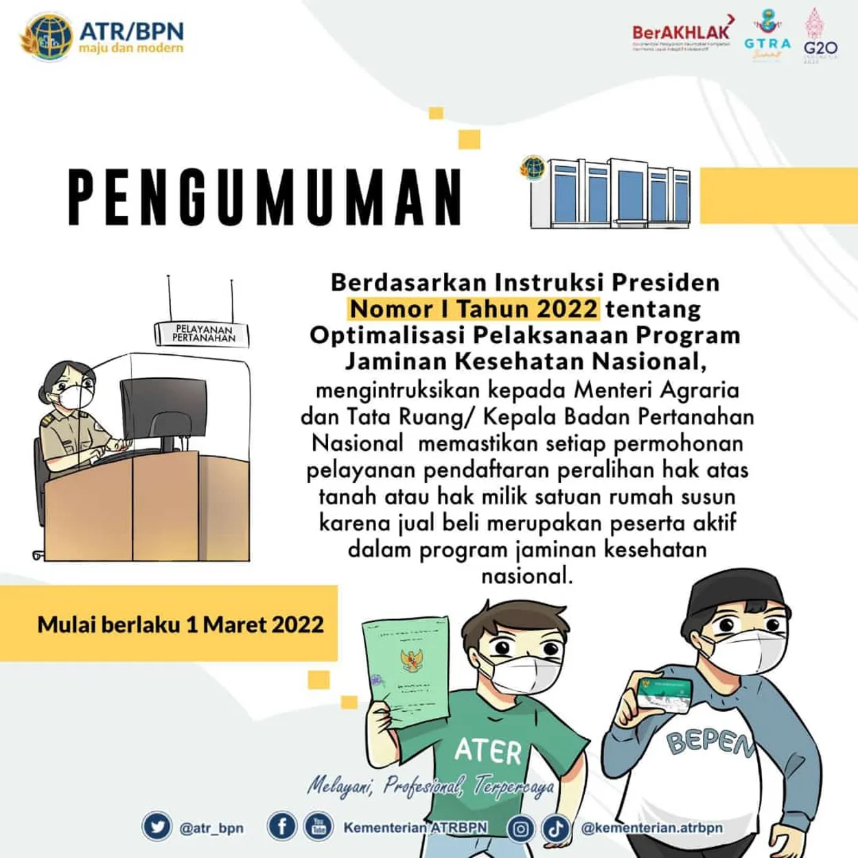 Pengurusan Sertfikat Tanah, Melampirkan Kepesertaan Jaminan Kesehatan Nasional ( KIS )