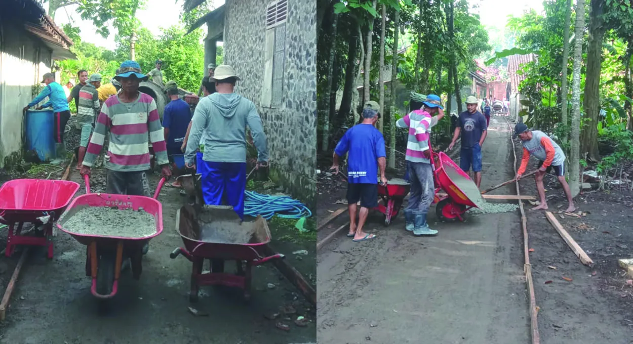 Gotong royong Pembangunan Jalan di Dusun Joho RT 15