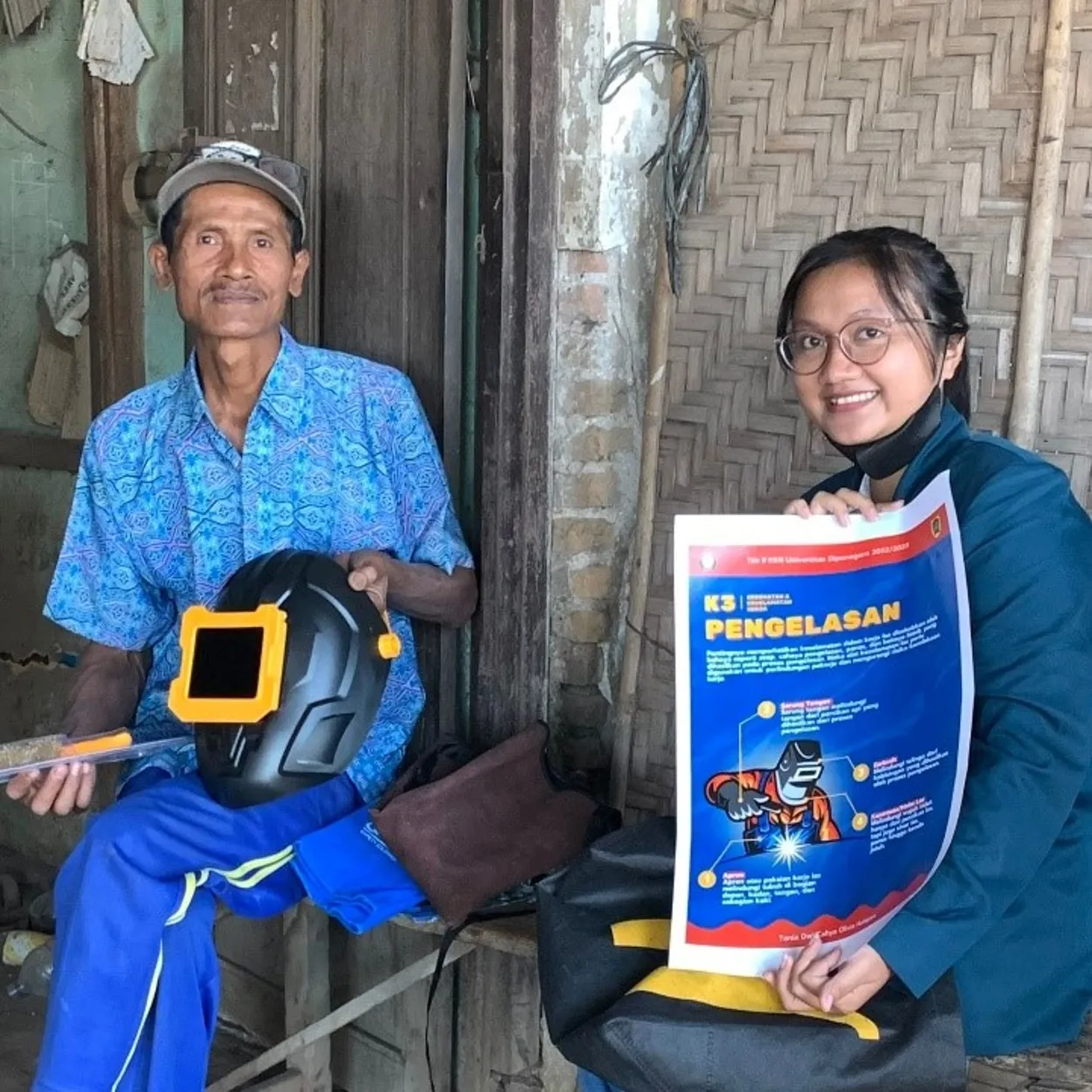 Penyuluhan Pentingnya K3 Pengelasan Kepada Bapak Supono oleh Mahasiswa KKN Undip Di Desa Ngolodono