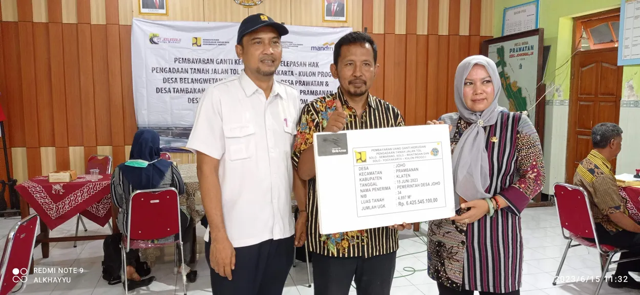 Pemdes Joho menerima UGK Tanah Kas Desa terdampak Pembangunan Jalan Tol Solo-Yogyakarta-Kulonprogo